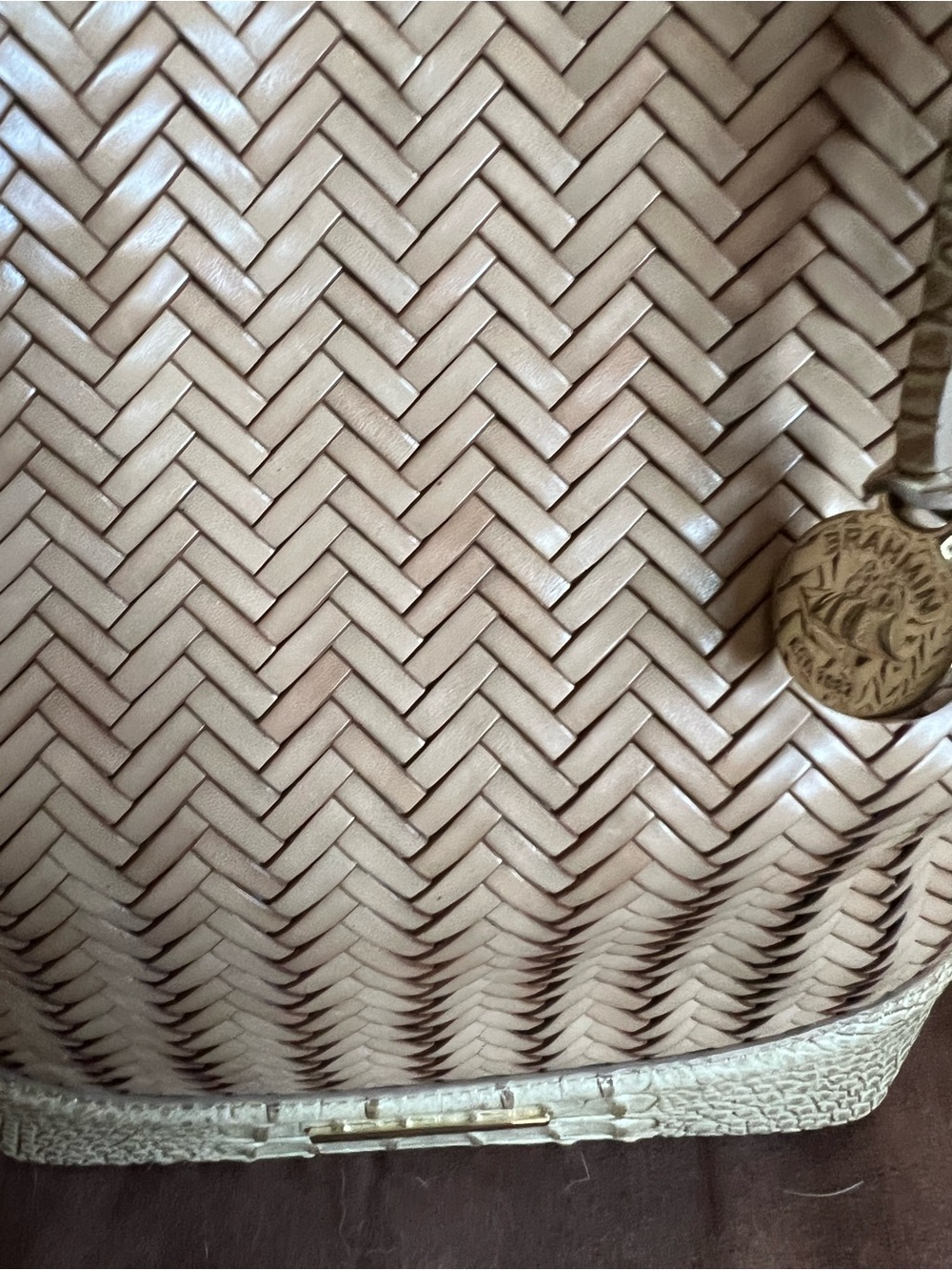 Brahmin Woven Tote in Beige and Tan - Picture 2 of 5
